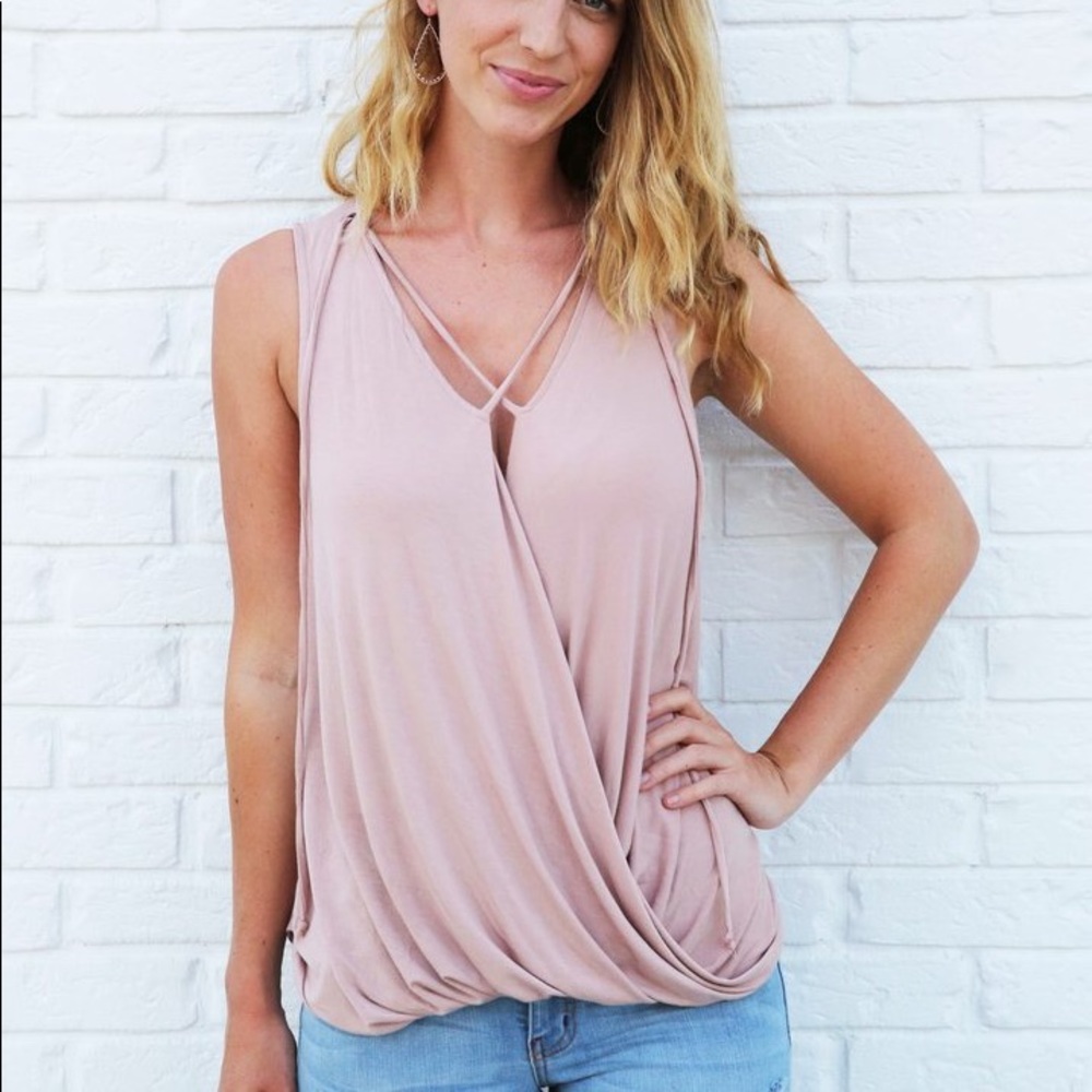Cross Plunge Blush Top